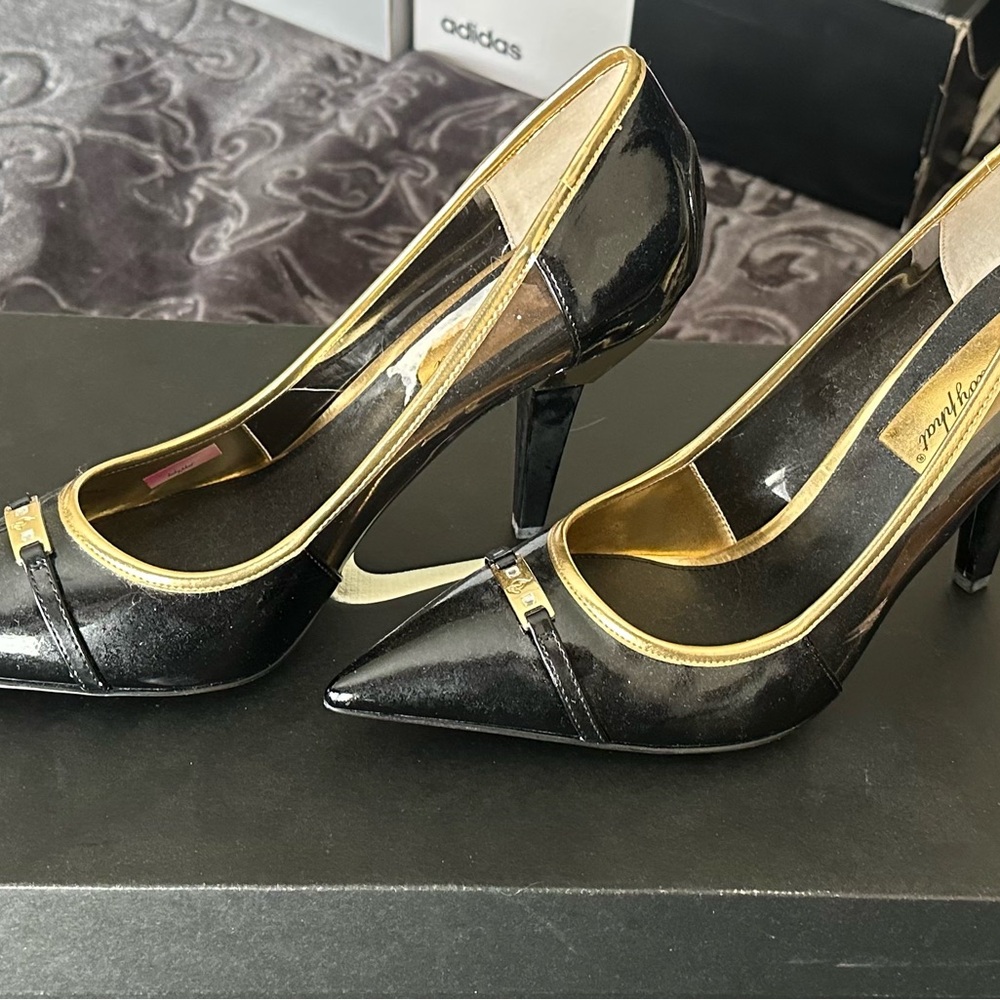 Baby Phat Black and Gold Stiletto Heels